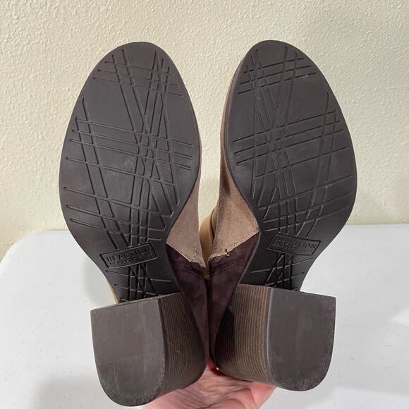 Kenneth Cole Reaction Brown Suede Color Block Ankle Booties Mod Boho Chic 9 - Picture 5 of 8